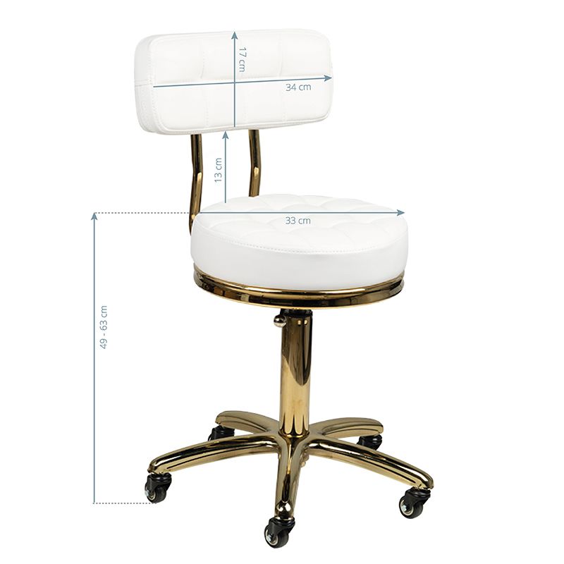 Professional manicure & cosmetic stool Comfort White-Gold - 0131988 OFFERS