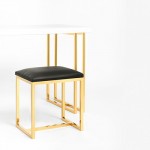 Luxury aesthetic stool Agnes Gold Black  - 0138357 MANICURE CHAIRS - STOOLS