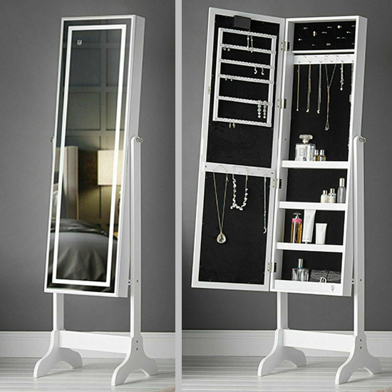 Led Light Jewelry Cabinet Standing Mirror - 6900172 OFFERS