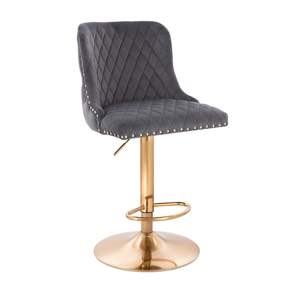 Luxury Bar stool Lion King Velvet Dark Grey Gold-5450141