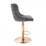 Luxury Bar stool Lion King Velvet Dark Grey Gold-5450141