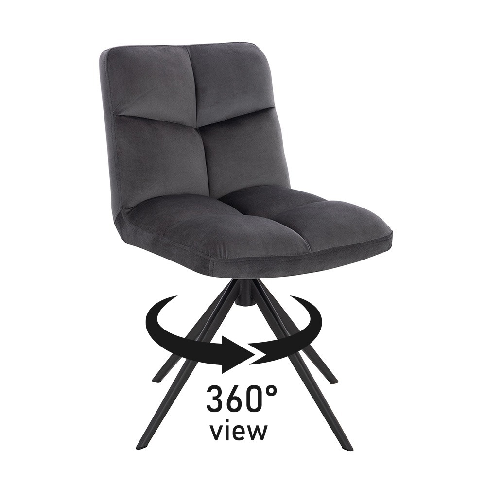  Beauty Chair Velvet Dark Gray with rotation-5470240