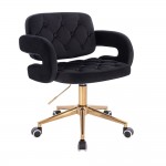 Vanity Chair Νarcissus Velvet Black Gold-5400288