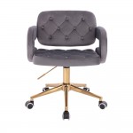 Vanity Chair Νarcissus Velvet Dark Grey Gold-5400293