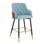 Elegant Bar Stool Nappa Light Blue-5450117 FREE SHIPPING