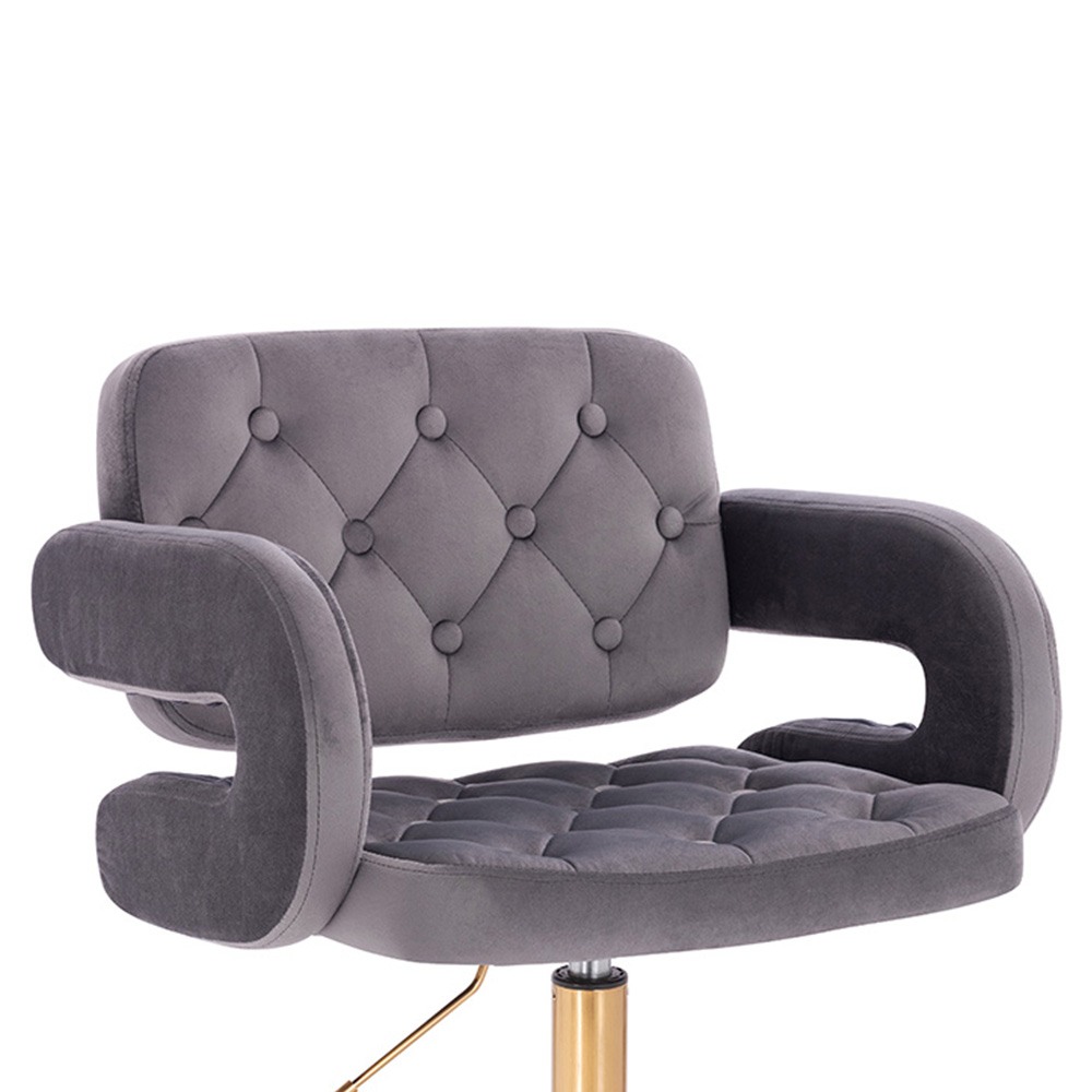 Vanity Chair Νarcissus Velvet Dark Grey Gold-5400293