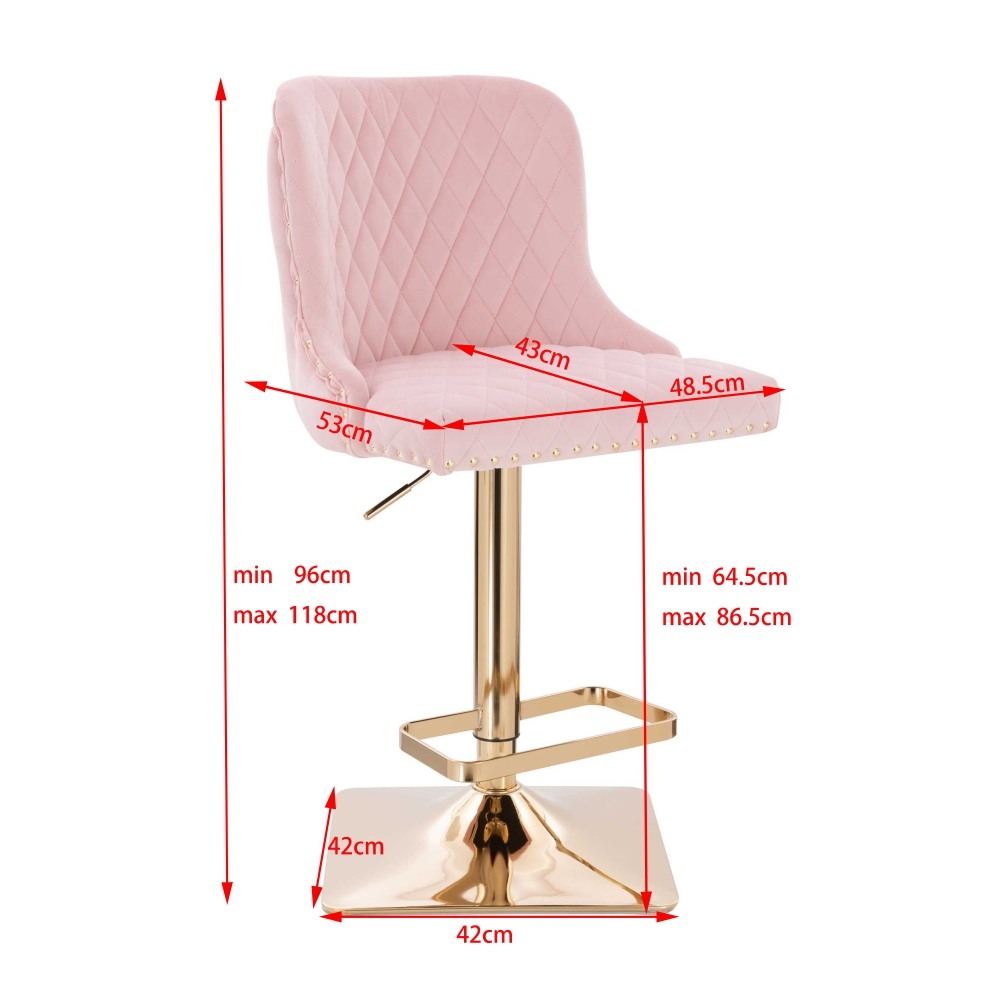 Luxury Bar stool Lion King Velvet Light Pink Gold-5450148