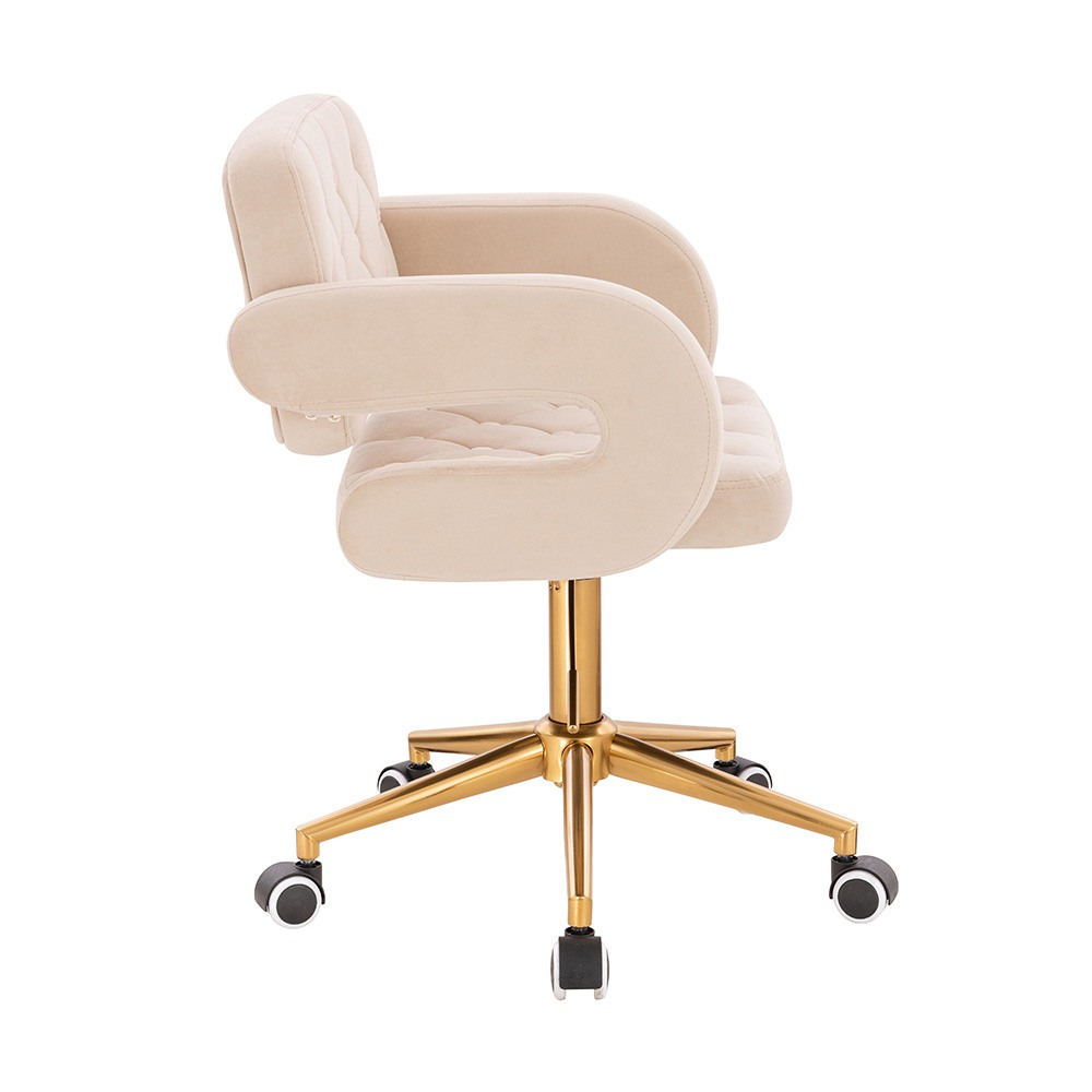 Vanity Chair Νarcissus Velvet Beige Gold-5400289