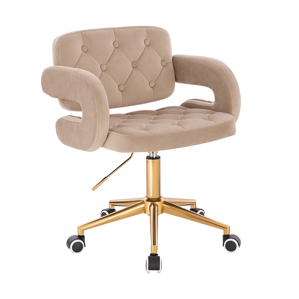 Vanity Chair Νarcissus Velvet Light Brown Gold-5400290