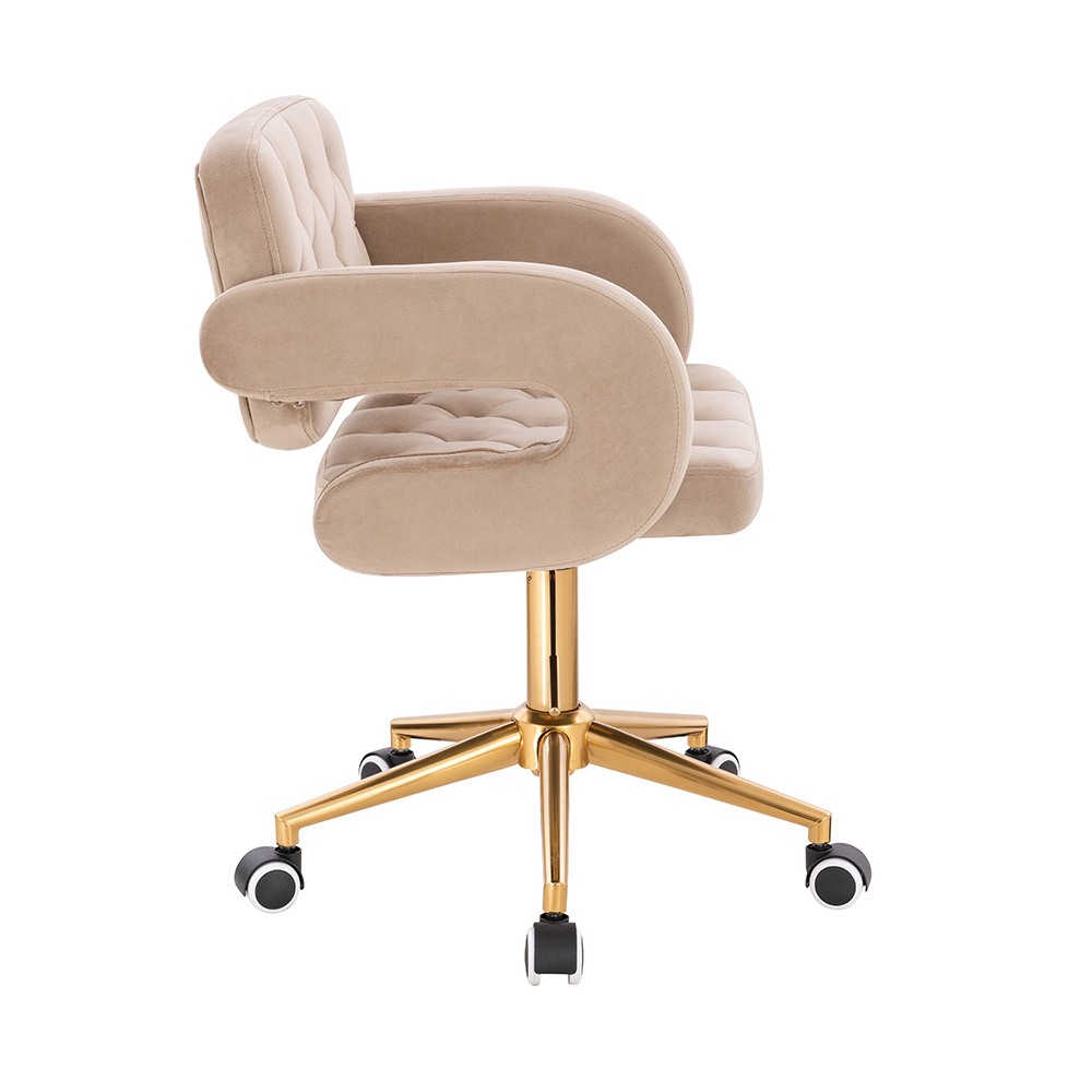 Vanity Chair Νarcissus Velvet Light Brown Gold-5400290