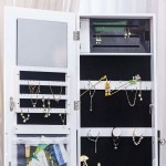 Wheeled Led Light Jewelry Cabinet Standing Mirror -6900244