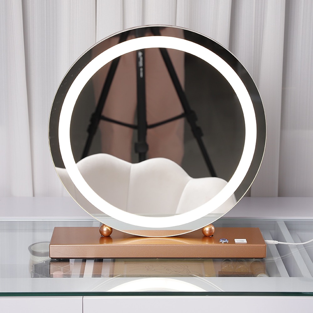 Led Hollywood Mirror with 3 lighting colors rose gold-6900233