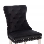 Luxury Chair French Velvet Lion King Black Silver-5470237