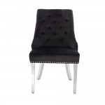 Luxury Chair French Velvet Lion King Black Silver-5470231