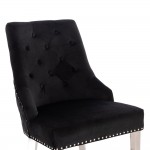 Luxury Chair French Velvet Lion King Black Silver-5470231