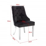 Luxury Chair French Velvet Lion King Black Silver-5470231