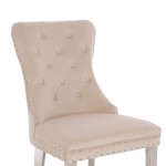 Luxury Chair French Velvet Lion King Beige Silver-5470239