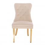 Luxury Chair French Velvet Lion King Beige Gold-5470236