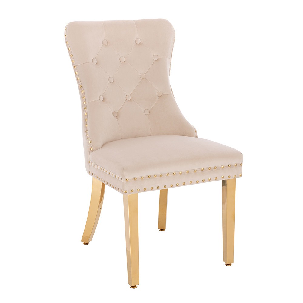 Luxury Chair French Velvet Lion King Beige Gold-5470236