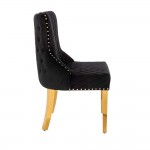 Luxury Chair French Velvet Lion King Black Gold-5470226 KING & QUEEN FURNITURE