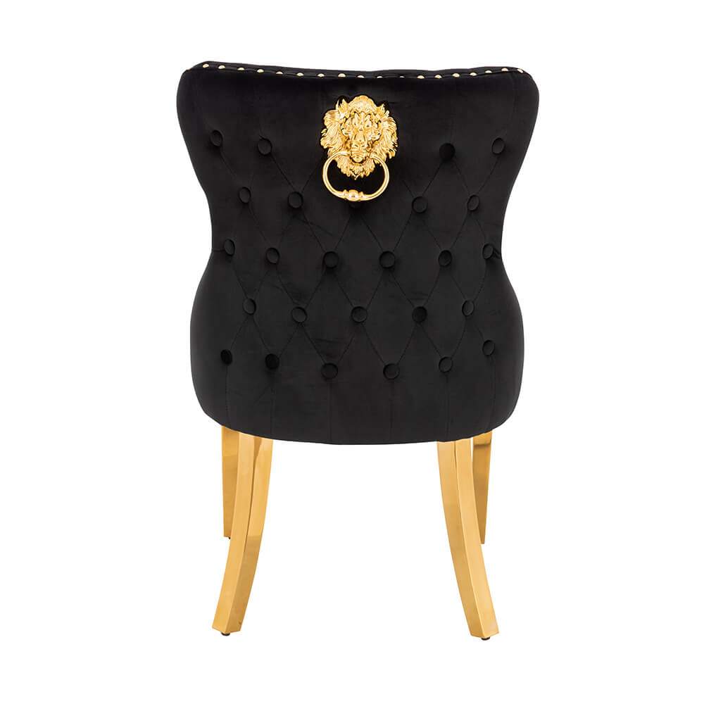 Luxury Chair French Velvet Lion King Black Gold-5470226 KING & QUEEN FURNITURE