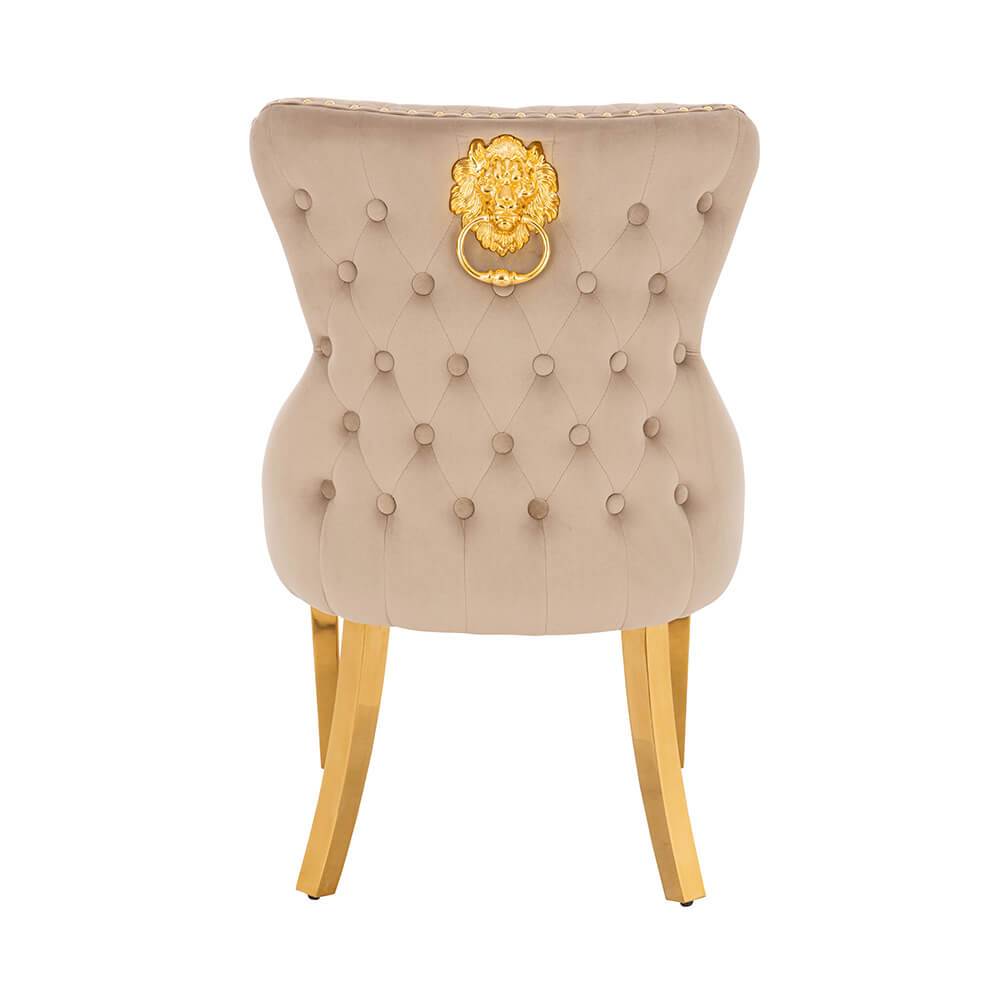 Luxury Chair French Velvet Lion King Light Brown Gold-5470228 KING & QUEEN FURNITURE