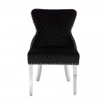 Luxury Chair French Velvet Lion King Black Silver-5470222 KING & QUEEN FURNITURE