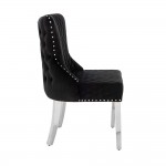 Luxury Chair French Velvet Lion King Black Silver-5470222 KING & QUEEN FURNITURE