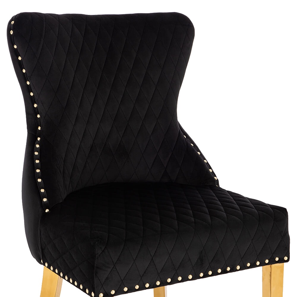 Luxury Chair French Velvet Lion King Black Gold-5470226 KING & QUEEN FURNITURE