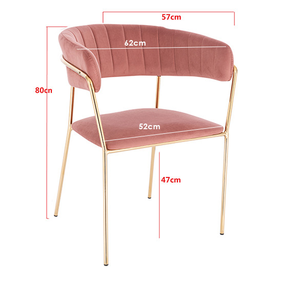  Nordic Style Luxury Beauty Chair Velvet Pink color - 5400243 NORDIC STYLE COLLECTION