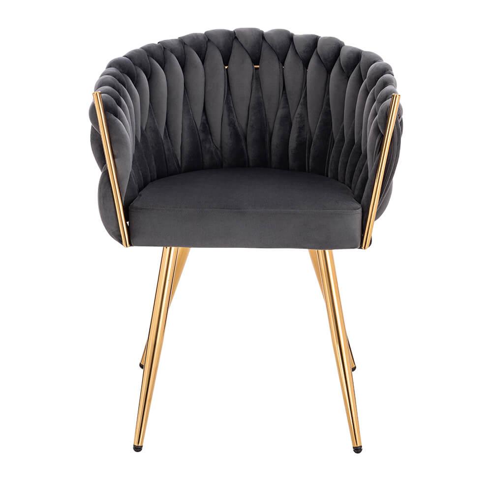 Luxury Beauty Chair Velvet Dark Gray Gold-5400372 