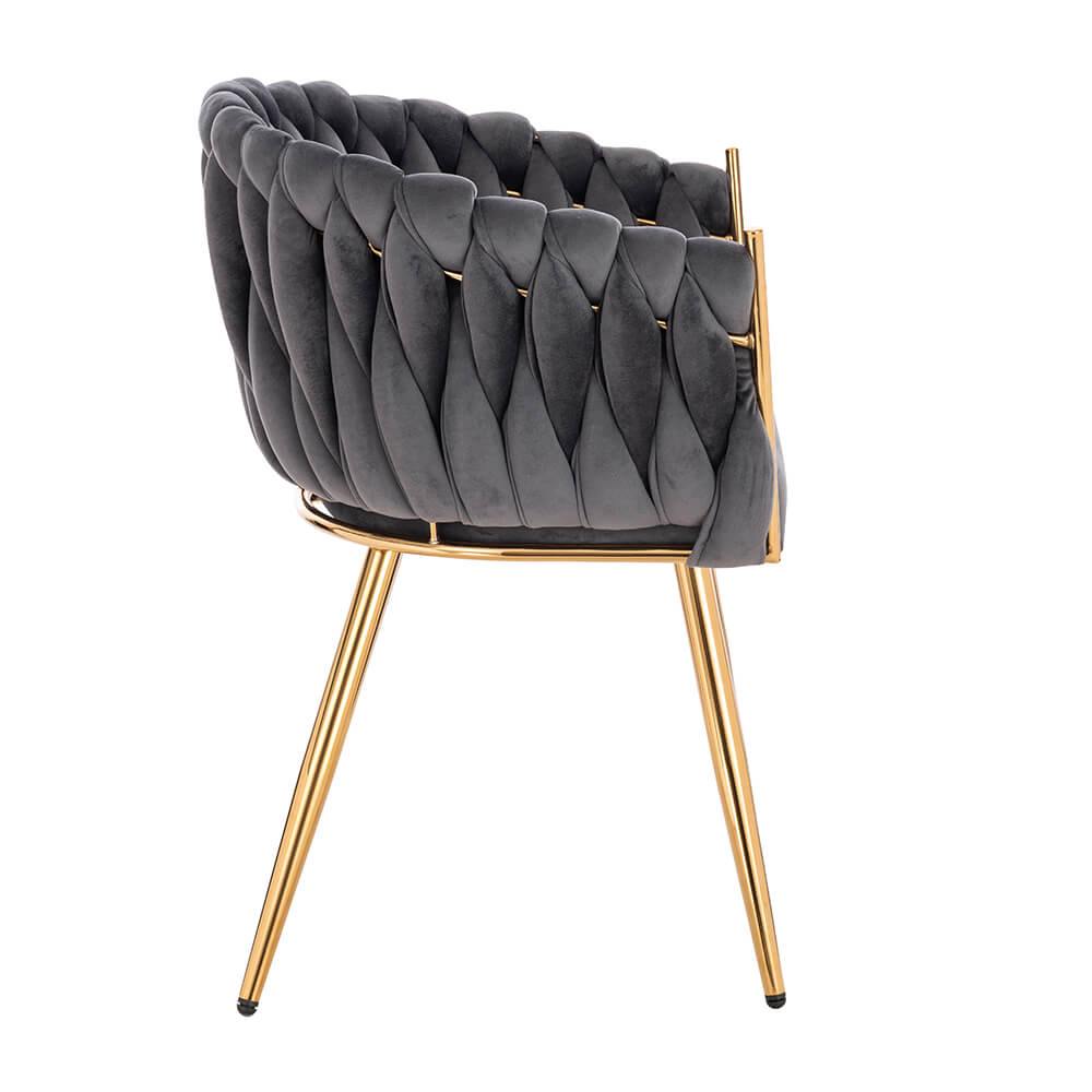 Luxury Beauty Chair Velvet Dark Gray Gold-5400372 