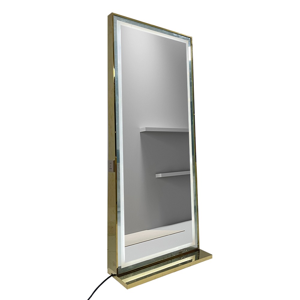 Privilege Full Length Salon Mirror Led Light  Gold-6991203 WAITING-RECEPTION & HAIRDRESSING CONSOLE-MIRRORS