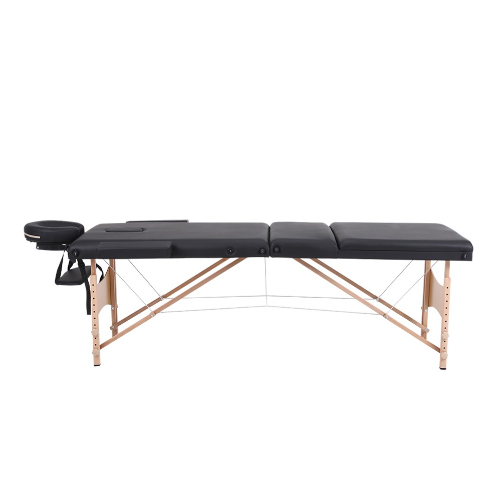 Folding Wooden Massage Bed 3 Seat Black- 9030104 STANDARD BEDS - PORTABLE BEDS