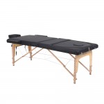 Folding Wooden Massage Bed Extra Large 3 Seat Black- 9030116 STANDARD BEDS - PORTABLE BEDS