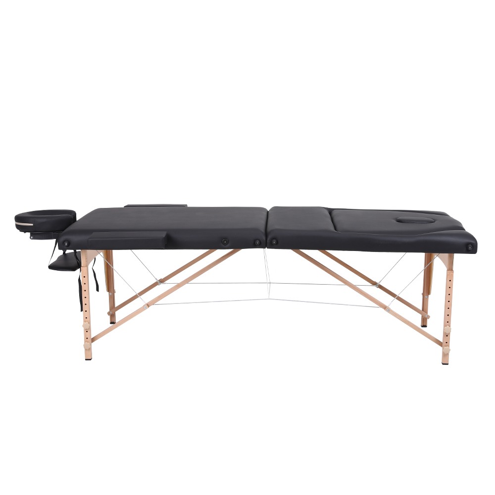 Folding Wooden Massage Bed Extra Large 3 Seat Black- 9030116 STANDARD BEDS - PORTABLE BEDS