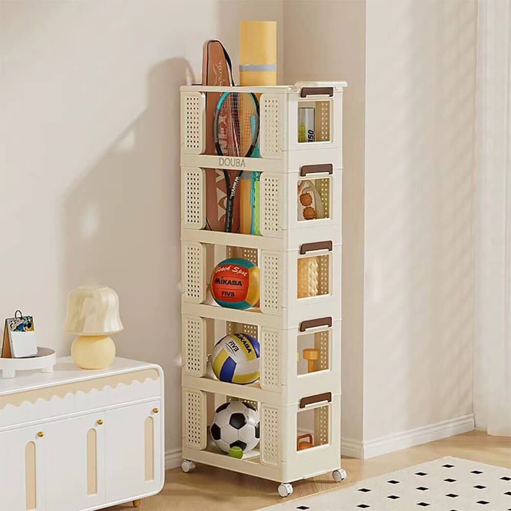 Vanity Storage Station 5 Layers 51*25*120cm Beige-6930364 COSMETIC STORAGE BOXES