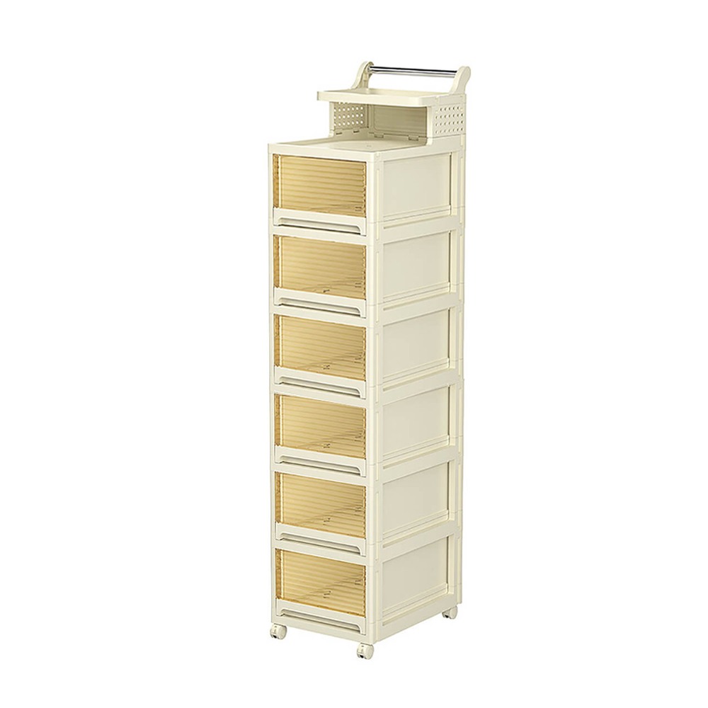 Vanity Storage Station 6 drawers 28*34*99,5cm Beige-6930342 COSMETIC STORAGE BOXES