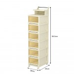 Vanity Storage Station 6 drawers 28*34*99,5cm Beige-6930342 COSMETIC STORAGE BOXES