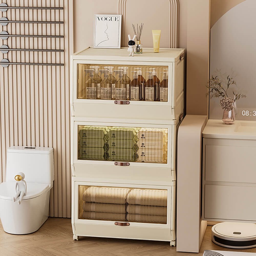 Vanity Storage Station 3 Layers Beige 56*42*102cm -6930355 COSMETIC STORAGE BOXES